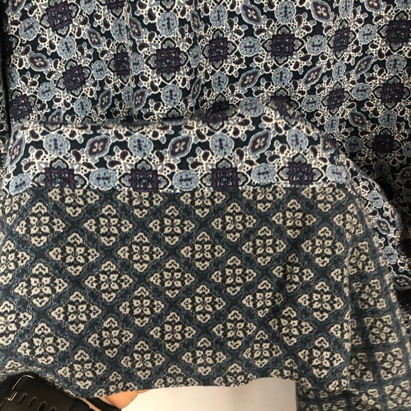 J. Jill Peasant Blouse Top Raglan Blue Geometric Pattern - Picture 4 of 10